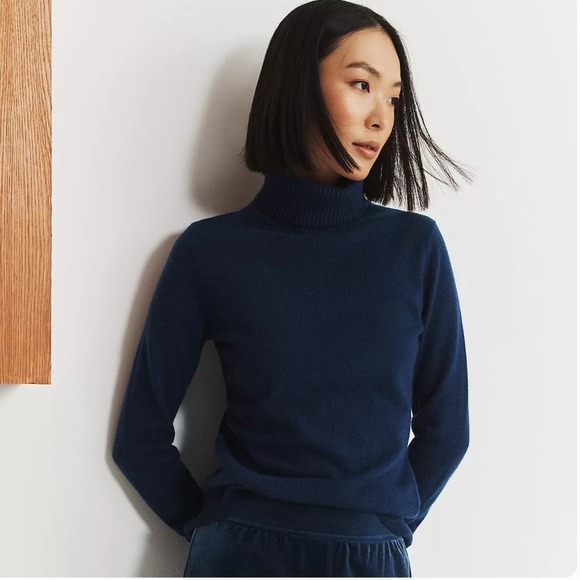 MAGASCHONI 100% Cashmere Turtleneck Sweater Dark Navy Blue Women S - Picture 1 of 10